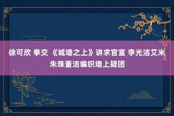 徐可欣 拳交 《城墙之上》讲求官宣 李光洁艾米朱珠董洁编织墙上疑团