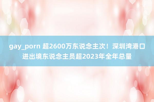 gay_porn 超2600万东说念主次！深圳湾港口进出境东说念主员超2023年全年总量