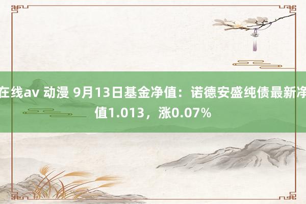 在线av 动漫 9月13日基金净值：诺德安盛纯债最新净值1.013，涨0.07%