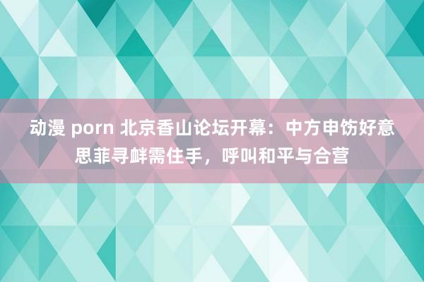 动漫 porn 北京香山论坛开幕：中方申饬好意思菲寻衅需住手，呼叫和平与合营