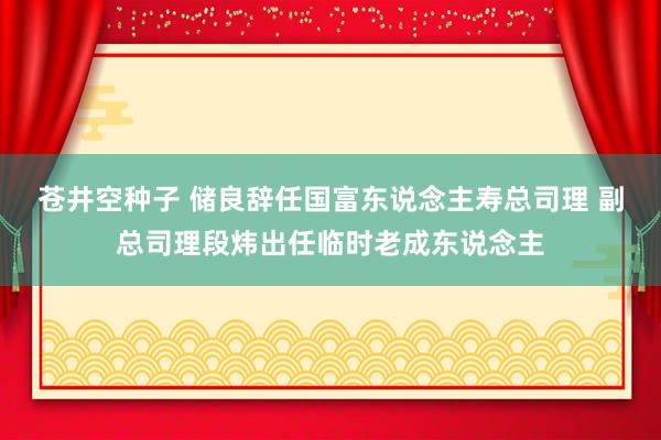 苍井空种子 储良辞任国富东说念主寿总司理 副总司理段炜出任临时老成东说念主