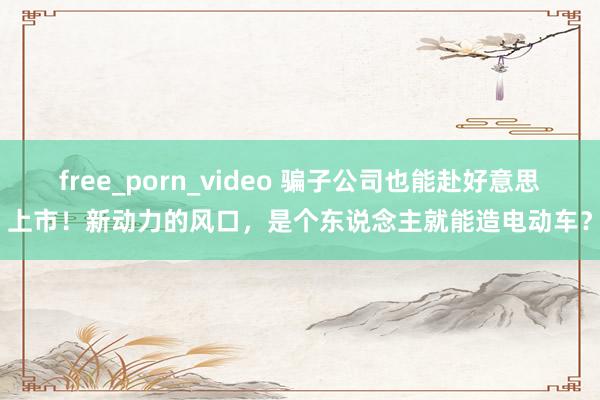 free_porn_video 骗子公司也能赴好意思上市！新动力的风口，是个东说念主就能造电动车？