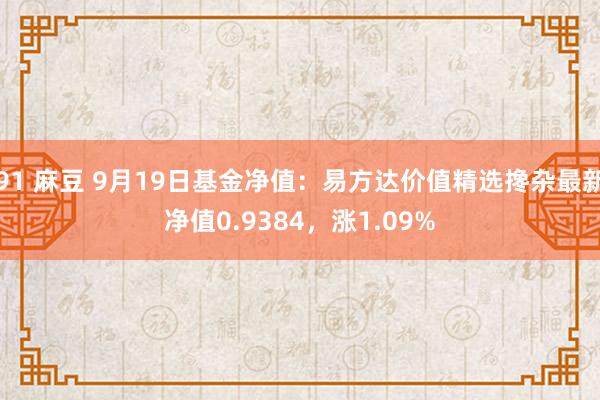 91 麻豆 9月19日基金净值：易方达价值精选搀杂最新净值0.9384，涨1.09%