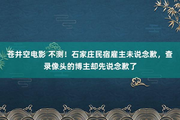 苍井空电影 不测！石家庄民宿雇主未说念歉，查录像头的博主却先说念歉了