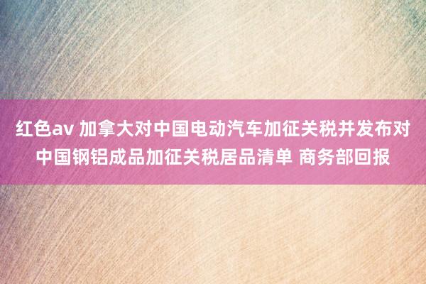 红色av 加拿大对中国电动汽车加征关税并发布对中国钢铝成品加征关税居品清单 商务部回报