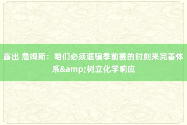 露出 詹姆斯：咱们必须诓骗季前赛的时刻来完善体系&树立化学响应