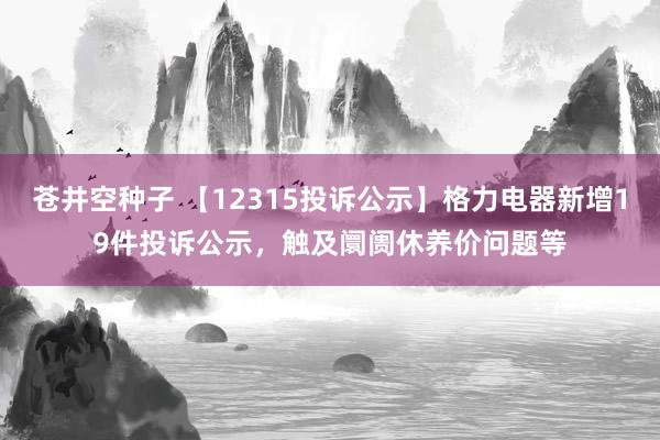 苍井空种子 【12315投诉公示】格力电器新增19件投诉公示，触及阛阓休养价问题等