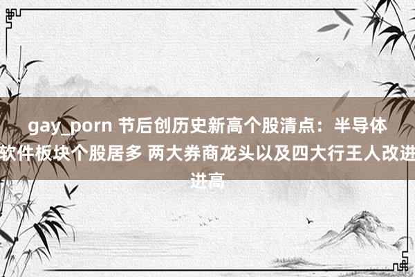 gay_porn 节后创历史新高个股清点：半导体、软件板块个股居多 两大券商龙头以及四大行王人改进高