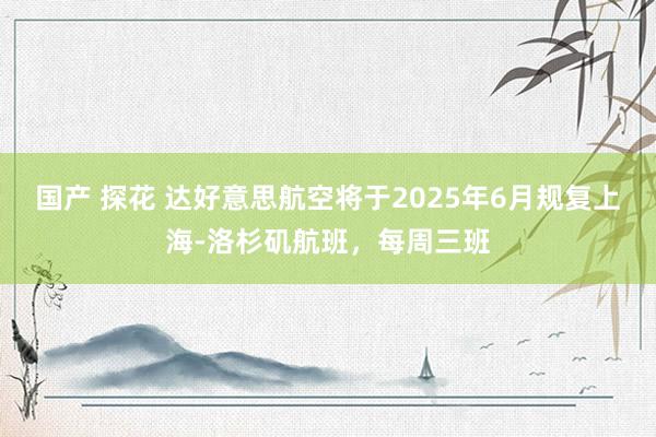 国产 探花 达好意思航空将于2025年6月规复上海-洛杉矶航班，每周三班