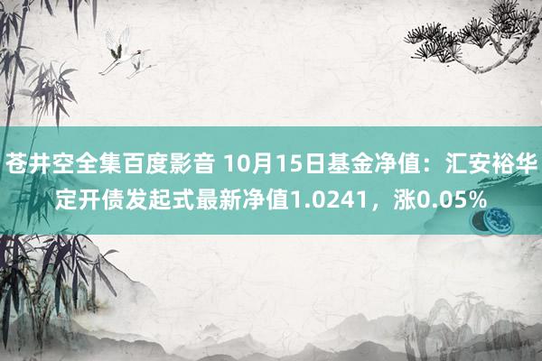 苍井空全集百度影音 10月15日基金净值：汇安裕华定开债发起式最新净值1.0241，涨0.05%