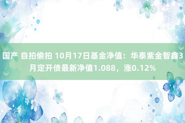 国产 自拍偷拍 10月17日基金净值：华泰紫金智鑫3月定开债最新净值1.088，涨0.12%