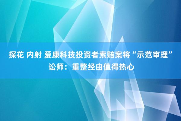 探花 内射 爱康科技投资者索赔案将“示范审理” 讼师：重整经由值得热心