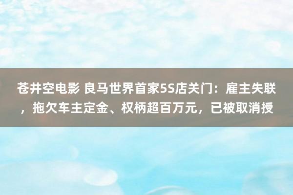 苍井空电影 良马世界首家5S店关门：雇主失联，拖欠车主定金、权柄超百万元，已被取消授