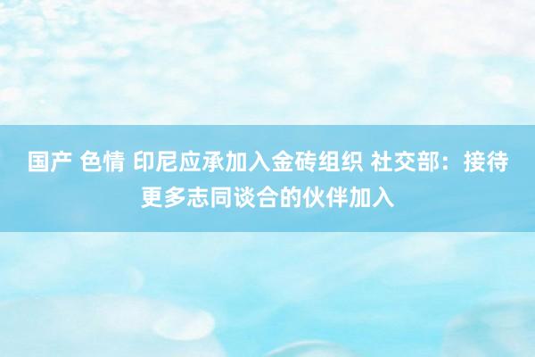 国产 色情 印尼应承加入金砖组织 社交部：接待更多志同谈合的伙伴加入