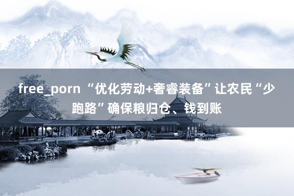 free_porn “优化劳动+奢睿装备”让农民“少跑路”确保粮归仓、钱到账