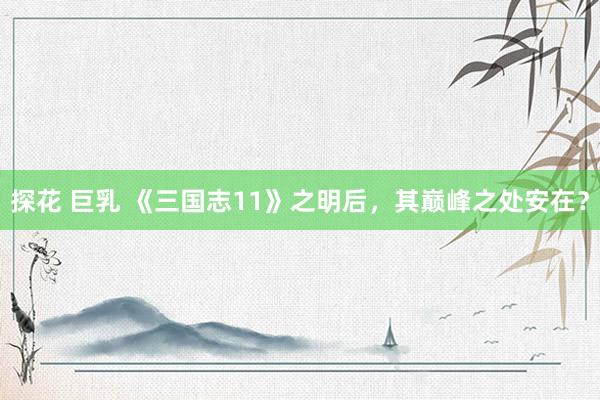 探花 巨乳 《三国志11》之明后，其巅峰之处安在？