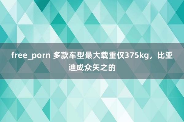 free_porn 多款车型最大载重仅375kg，比亚迪成众矢之的