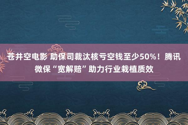 苍井空电影 助保司裁汰核亏空钱至少50%！腾讯微保“宽解赔”助力行业栽植质效