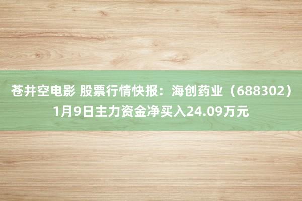 苍井空电影 股票行情快报：海创药业（688302）1月9日主力资金净买入24.09万元