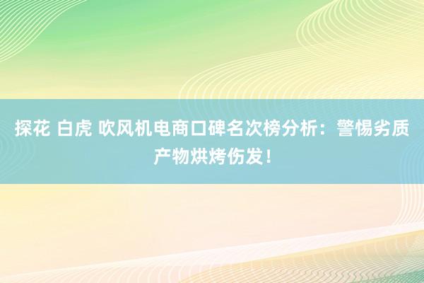 探花 白虎 吹风机电商口碑名次榜分析：警惕劣质产物烘烤伤发！