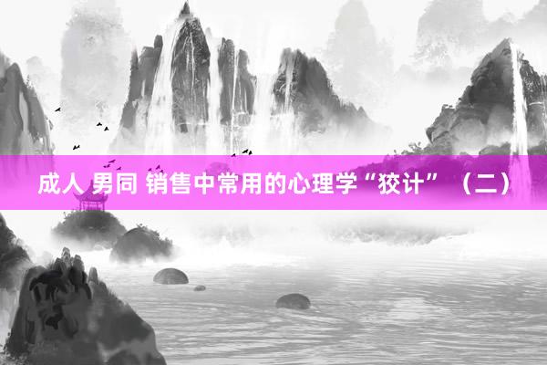 成人 男同 销售中常用的心理学“狡计” （二）